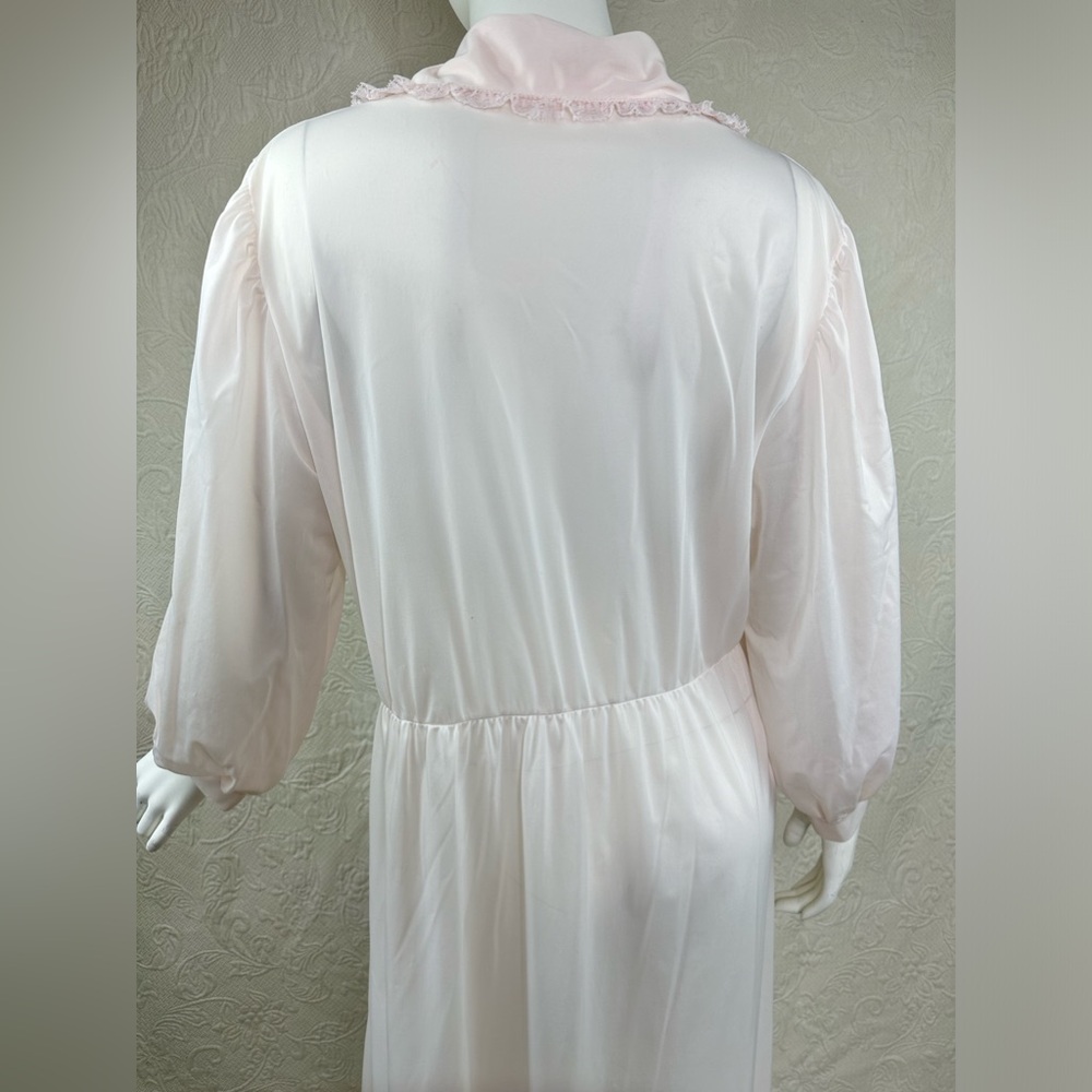 Vintage Nylon Long Sleeve Pink Long Nightgown - Picture 9 of 16